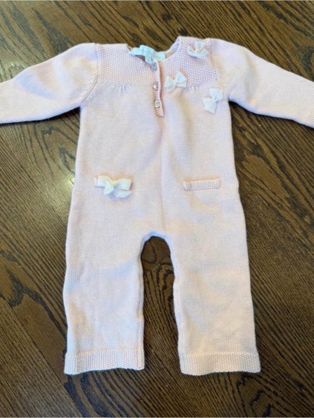 New Tartine et Chocolat pink knitted baby romper, size 6 months
